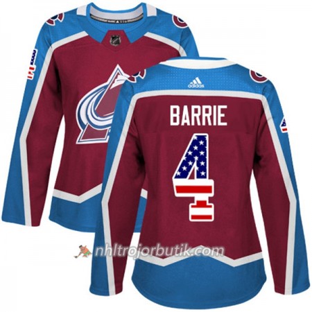 Dame Ishockey Colorado Avalanche Tröja Tyson Barrie 4 Adidas 2017-2018 Burgundy Röd USA Flag Fashion Authentic